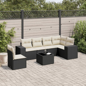 Garden Sofa Set Black PE rattan Large Adjustable Feet