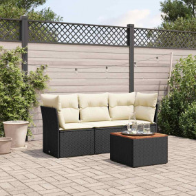 Garden Sofa Set Black PE Rattan Standard Modular