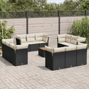 Garden Sofa Set Black and Cream