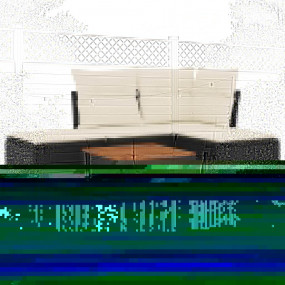 Garden Sofa Set Black PE Rattan 5 Piece Modular Garden ...