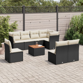 Garden Sofa Set Black and Cream White
