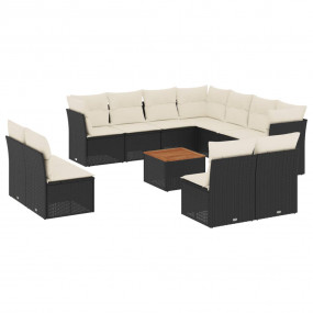 Garden Sofa Set Black and Cream White