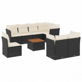 Garden Sofa Set Black and Cream
