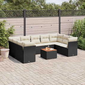 Garden Sofa Set Black PE Rattan 10 Piece Set Garden Sof...