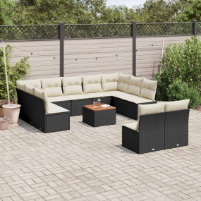 Garden Sofa Set Black, Cream