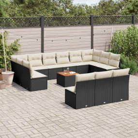 Garden Sofa Set Black PE rattan Large Modular Garden So...