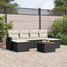 7-Piece Garden Sofa Set Black, Cream white
