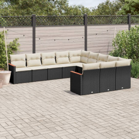 Garden Sofa Set Black Poly Rattan Large Modular