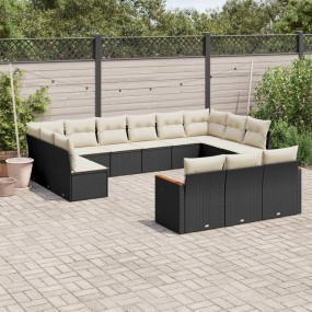 Garden Sofa Set Black and Cream White