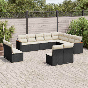 Garden Sofa Set Black PE rattan Large Modular Garden So...
