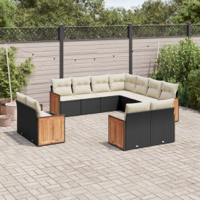 Garden Sofa Set Black and Cream White
