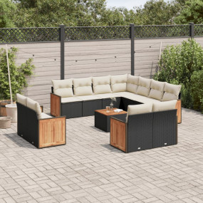 Garden Sofa Set Black and Cream White