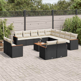 Garden Sofa Set Black and Cream White