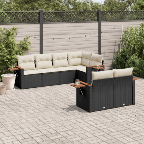 Garden Sofa Set Black PE Rattan Large Detachable