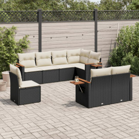 Garden Sofa Set Black PE rattan Large Adjustable Feet
