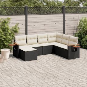 Garden Sofa Set Black, Cream White PE rattan Large