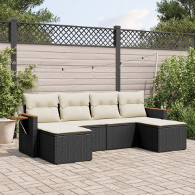 Garden Sofa Set Black PE Rattan Large Adjustable Armres...