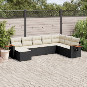 Garden Sofa Set Black and Cream White