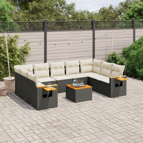 Garden Sofa Set Black PE Rattan Large Modular Garden So...