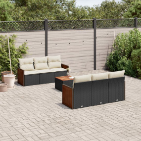 Garden Sofa Set Black PE rattan 7 Piece Adjustable Feet