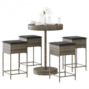 Garden Bar Set Grey PE rattan, Steel, Polyester Medium