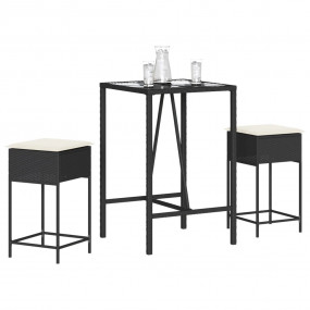 Garden Bar Set Black for table and stool, Cream white f...