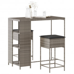 Garden Bar Set Grey PE rattan, Steel, Polyester