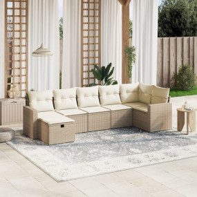 Garden Sofa Set Beige Poly Rattan, Steel Sectional