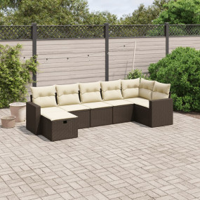 Garden Sofa Set Brown Poly Rattan, Steel Large Modular