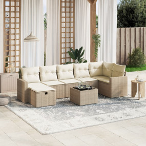 Garden Sofa Set Beige Poly Rattan Large Modular Garden ...