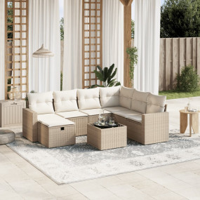 Garden Sofa Set Beige Poly Rattan Large Modular Garden ...
