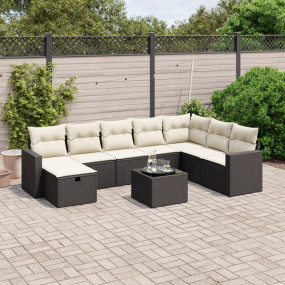 Garden Sofa Set Black Poly Rattan Large Modular Garden ...