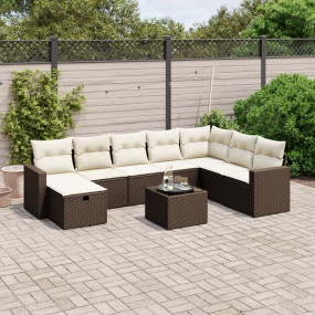 Garden Sofa Set Brown Poly Rattan, Polyester, Tempered ...