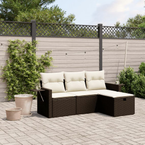 Garden Sofa Set Brown Poly Rattan Medium Modular