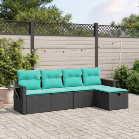 Garden Sofa Set Black Poly Rattan Large Modular Garden ...