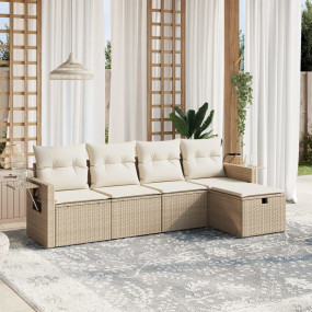 Garden Sofa Set Beige Poly Rattan Large Modular Garden ...