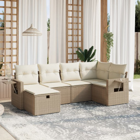 Garden Sofa Set Beige Poly Rattan Large Modular Garden ...