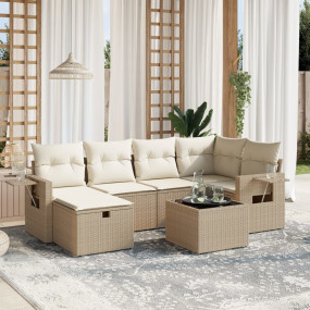 Garden Sofa Set Beige Poly Rattan Large Modular Garden ...