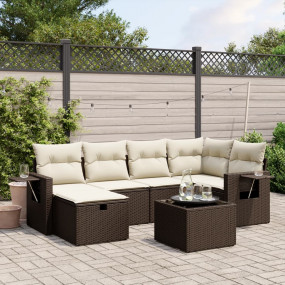 Garden Sofa Set Brown, Cream White