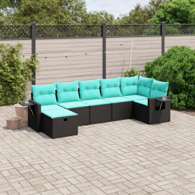 Garden Sofa Set Black Poly Rattan Large Modular Garden ...