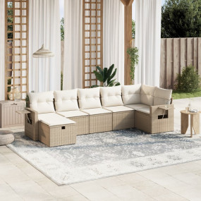Garden Sofa Set Beige Poly Rattan Large Modular Garden ...