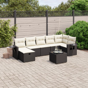 Garden Sofa Set Black Poly Rattan Large Modular Garden ...