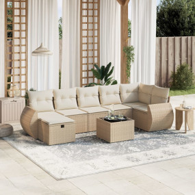 Garden Sofa Set Beige Poly Rattan Large Modular Garden ...