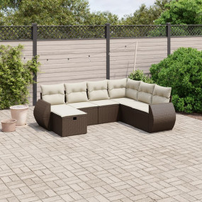 Garden Sofa Set Brown PE Rattan, Steel Large Modular