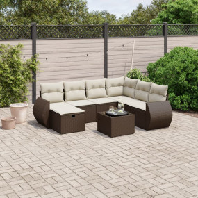 Garden Sofa Set Brown, Transparent Poly Rattan, Tempere...