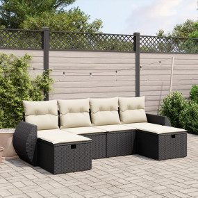 Garden Sofa Set Black Poly Rattan Large Modular