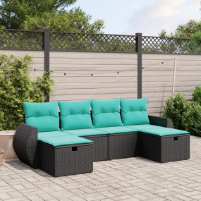 Garden Sofa Set Black Poly Rattan Large Modular Garden ...