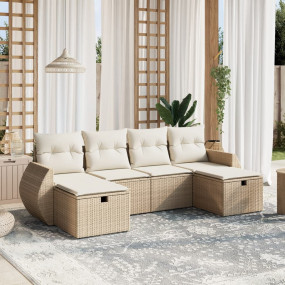 Garden Sofa Set Beige Poly Rattan, Powder-Coated Steel ...
