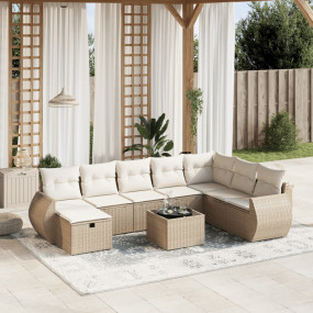 Garden Sofa Set Beige Poly Rattan Large Modular Garden ...