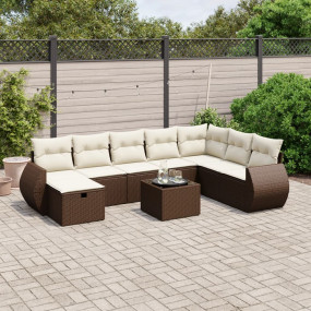 Garden Sofa Set Brown PE Rattan Large Modular Garden So...